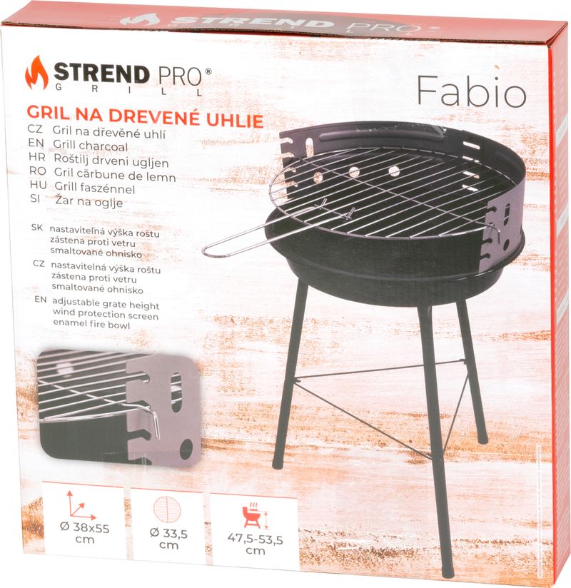 Prenosný gril – Strend Pro Fabio, BBQ, na drevené uhlie, 38x38x55 cm – Obrázok 2