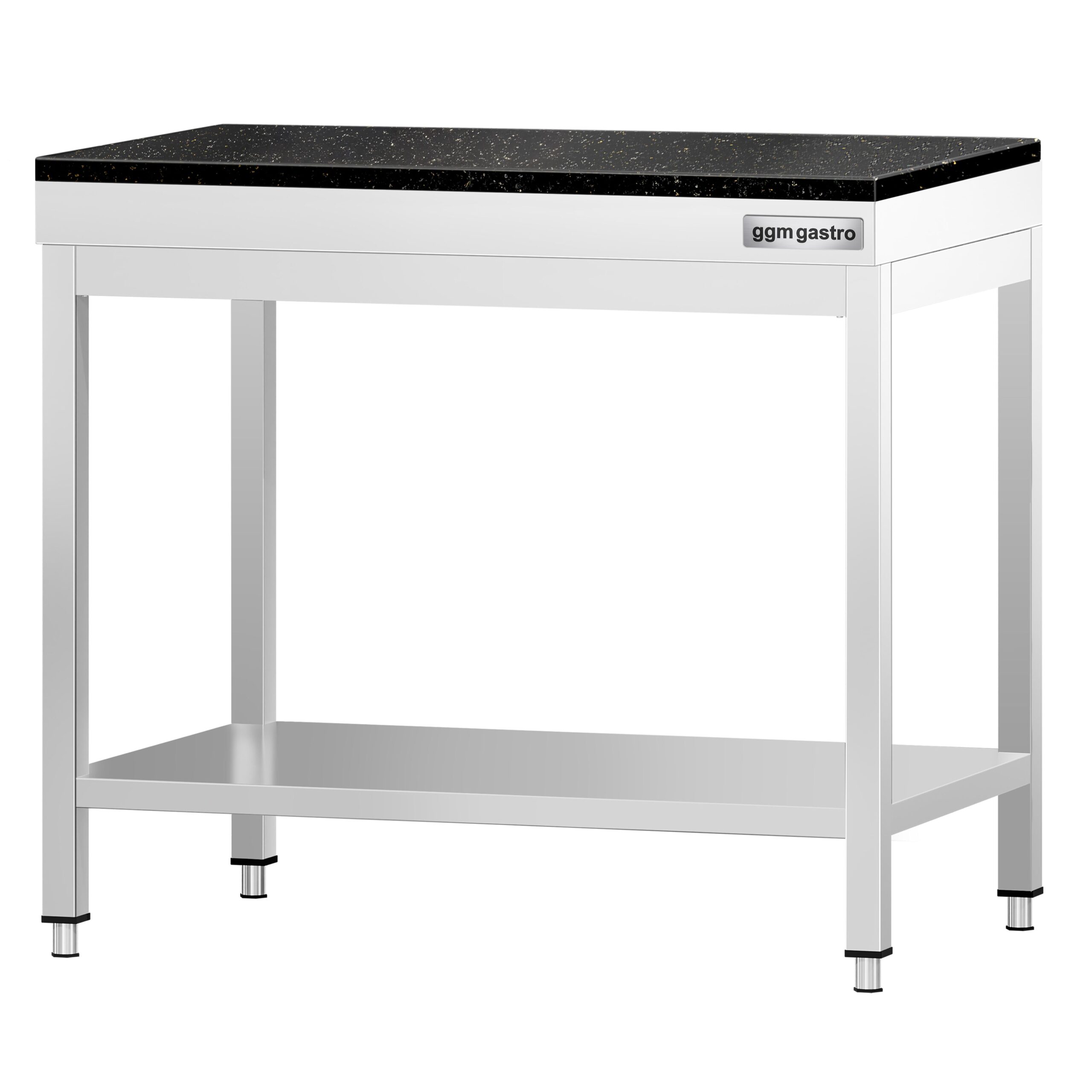 Nerezový stôl – prémiový pracovný, PREMIUM, 700x600 mm, so základnou policou, vrátane žulovej pracovnej dosky – Obrázok 3
