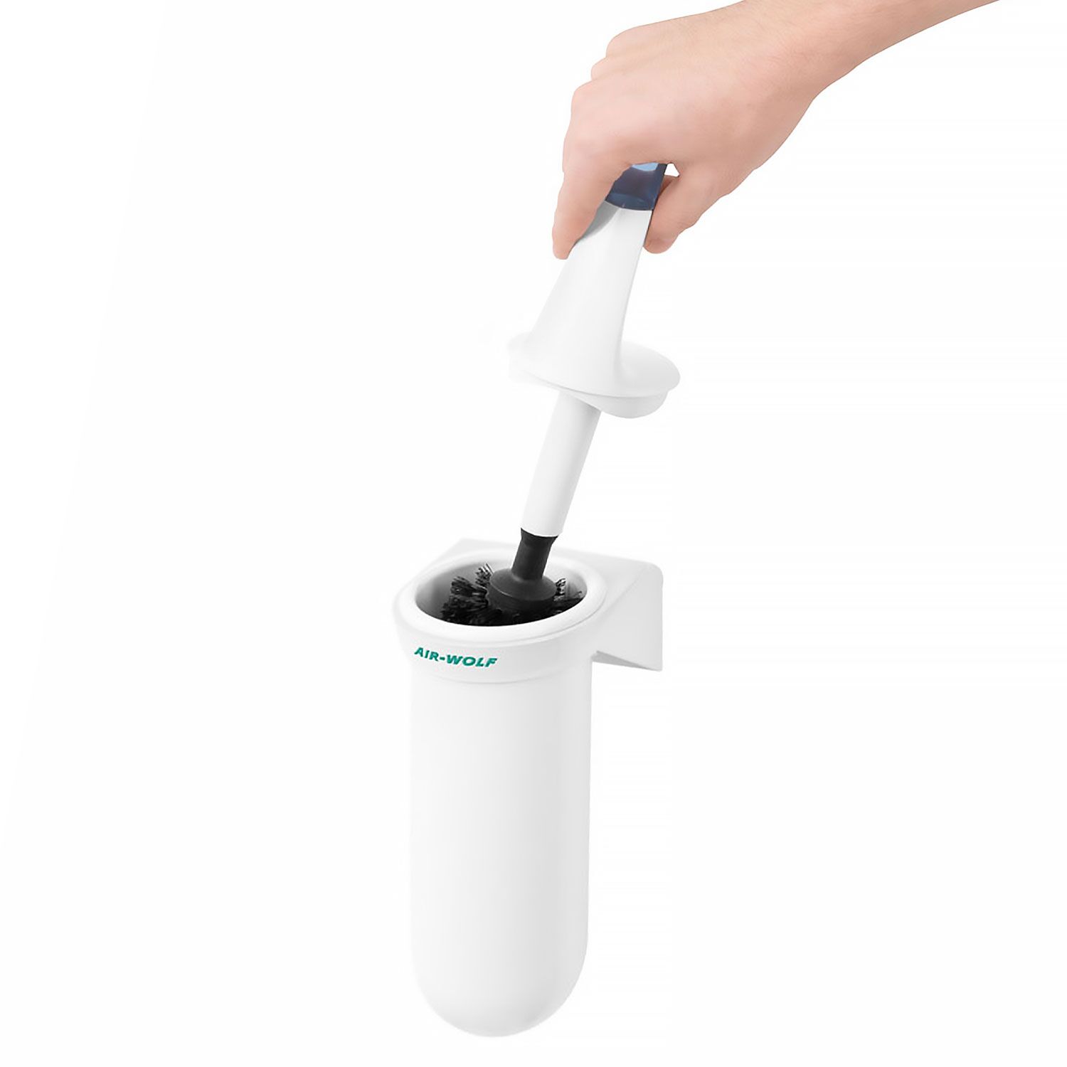 Plastový držiak toaletnej kefy AIR-WOLF - uzavretý model, ABS plast, biely – Obrázok 3