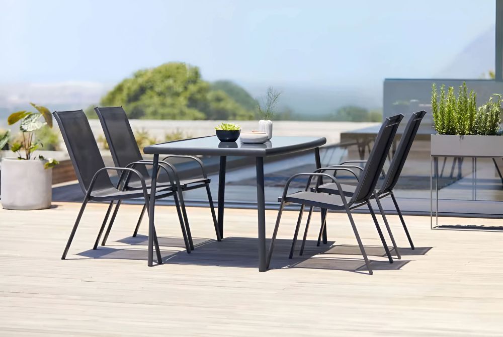 Čierna sada – záhradných stoličiek MultiGarden, na terasu alebo balkón, 4 ks – Obrázok 9