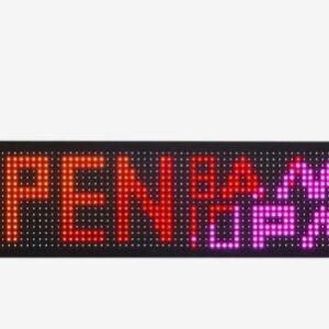 Programovateľný LED displej P10 - plnofarebný, flexibilný, digitálny posúvací panel, DIY zobrazovacia tabuľa, vlastný textový vzor a GIF, ovládanie cez Bluetooth aplikáciu, 1310 x 190 x 55 mm