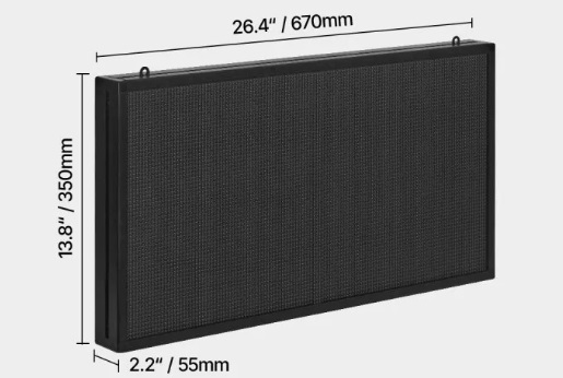 Programovateľný LED displej P10 - plnofarebný, flexibilný, digitálny posúvací panel, DIY zobrazovacia tabuľa, vlastný textový vzor and GIF, ovládanie cez Bluetooth aplikáciu, 670 x 350 x 55 mm – Obrázok 2