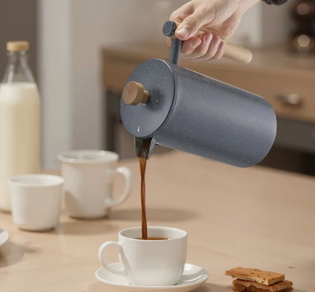 Nerezový kávovar French Press - 1 l, filter z nehrdzavejúcej ocele, veľký, dvojstenný, izolovaný, na kempovanie a cestovanie, do kuchyne a reštaurácie, čierny – Obrázok 3