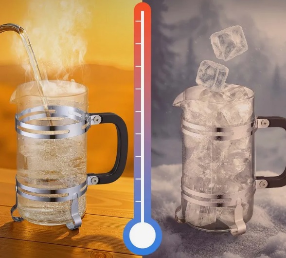 Sklenený kávovar French Press - 1 l, borosilikátové sklo, filter z nehrdzavejúcej ocele, na kempovanie a cestovanie, do kuchyne a reštaurácie, strieborný – Obrázok 3