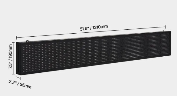 Programovateľný LED displej P10 - plnofarebný, flexibilný, digitálny posúvací panel, DIY zobrazovacia tabuľa, vlastný textový vzor a GIF, ovládanie cez Bluetooth aplikáciu, 1310 x 190 x 55 mm – Obrázok 2