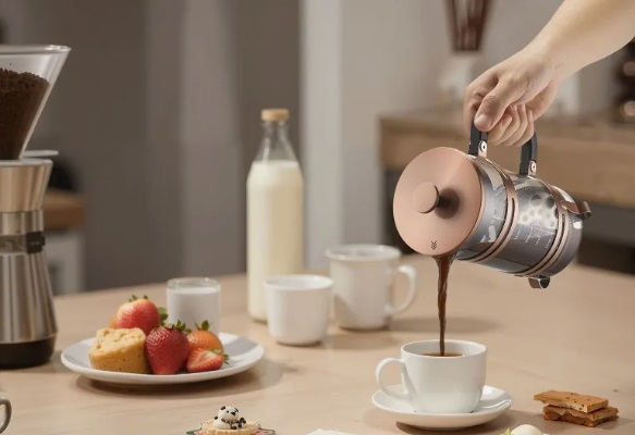 Sklenený kávovar French Press - 1 l, borosilikátové sklo, čajník, filter z nehrdzavejúcej ocele, na kempovanie a cestovanie, do kuchyne a reštaurácie, medený – Obrázok 2