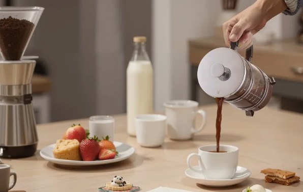 Sklenený kávovar French Press - 1 l, borosilikátové sklo, filter z nehrdzavejúcej ocele, na kempovanie a cestovanie, do kuchyne a reštaurácie, strieborný – Obrázok 2