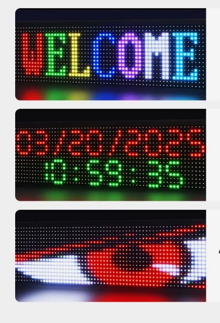 Programovateľný LED displej P10 - plnofarebný, flexibilný, digitálny posúvací panel, DIY zobrazovacia tabuľa, vlastný textový vzor a GIF, ovládanie cez Bluetooth aplikáciu, 990 x 190 x 55 mm – Obrázok 3