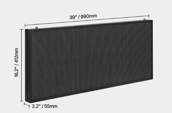 Programovateľný LED displej P6 - plnofarebný, flexibilný, digitálny posúvací panel, DIY zobrazovacia tabuľa, vlastný textový vzor a GIF, ovládanie cez Bluetooth aplikáciu, 990 x 412 mm – Obrázok 2