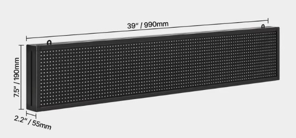 Programovateľný LED displej P10 - plnofarebný, flexibilný, digitálny posúvací panel, DIY zobrazovacia tabuľa, vlastný textový vzor a GIF, ovládanie cez Bluetooth aplikáciu, 990 x 190 x 55 mm – Obrázok 2