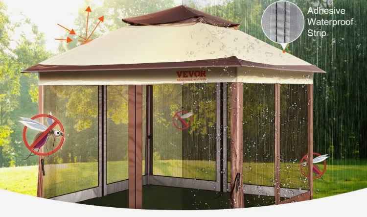 Skladací pavilón – záhradný stan Pavilion, z oxfordskej látky s PU povrchovou úpravou 250D, vrátane úložného vrecka, vysúvací pre 8-10 osôb, 334x334x281 cm – Obrázok 5