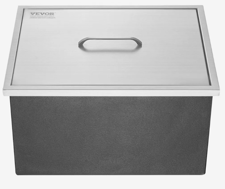 Nerezová nádoba na ľad - 43,5 l, chladič ľadu, 558 x 430 x 306 mm, komerčná, s krytom, vstavaná, vrátane odtokovej rúry a odtokovej zátky – Obrázok 2