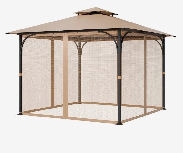 Ochranná moskytiéra – pre altánok, náhradná sieťka proti hmyzu, 4-panelová bočná záclona, s dvojitým zipsom, iba sieťka, pre rozmery 120"x120"x84"