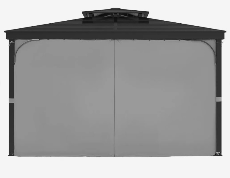 Sivý záves – na terasu, bočný na ochranu súkromia pre altánky, so zipsami, náhrada za kryt terasy, iba závesy, 2830x3400x2035 mm – Obrázok 3