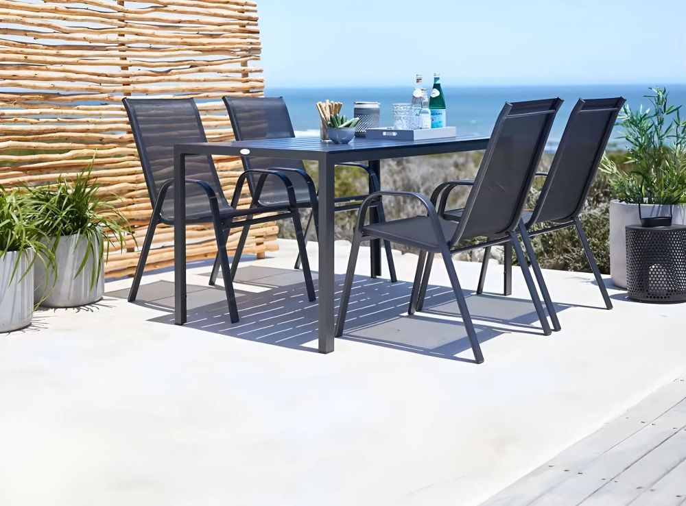 Čierna sada – záhradných stoličiek MultiGarden, na terasu alebo balkón, 4 ks – Obrázok 8