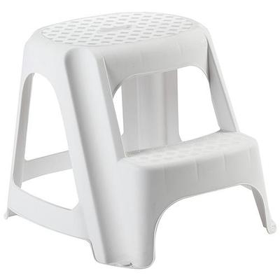 Plastové stupadlo – stolička, 2 stupienkové, 40 cm, biele, nosnosť 150 kg