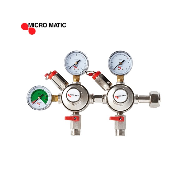 Redukčný ventil na plyn – Micro Matic, dvojstupňový pre plyn CO2, max tlak 4 bar, závit G3/4