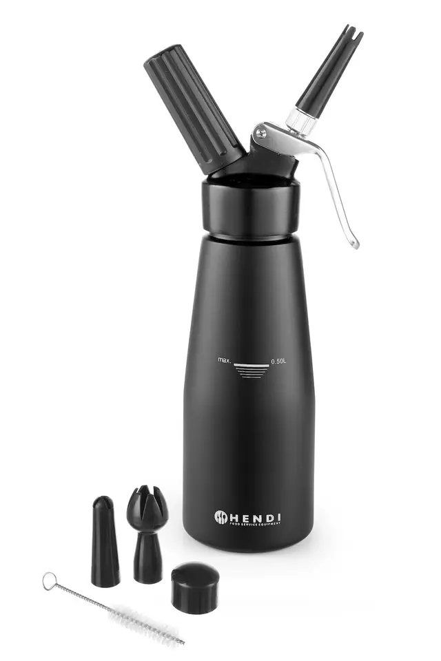 Štandardná fľaša na šľahačku – HENDI Kitchen Line, 0,5 l, čierna, ⌀80 x 260 mm – Obrázok 2