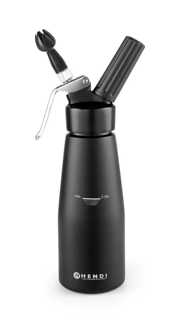 Štandardná fľaša na šľahačku – HENDI Kitchen Line, 0,5 l, čierna, ⌀80 x 260 mm