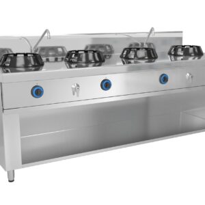 Stolová plynová wok varná doska – 56 kW, so 4 horákmi, vrátane 2 kohútikov