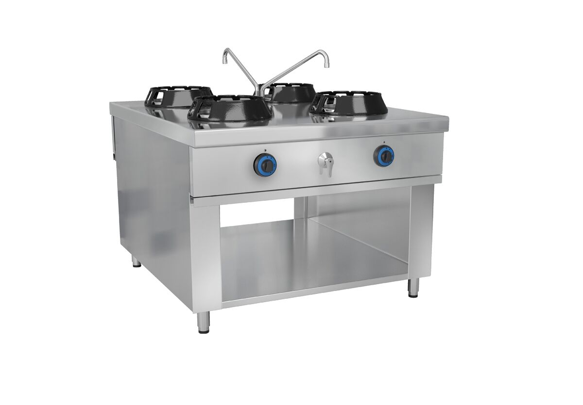Stolová plynová wok varná doska – 56 kW, so 4 horákmi, vrátane 2 kohútikov
