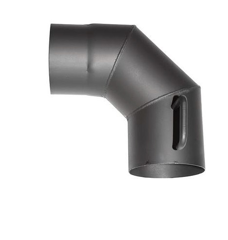 Hrubostenné dymové koleno – HS.K, uhol 90°, priemer 130 mm, hrúbka plechu 1,5 mm, s čistiacou klapkou