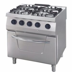 Plynový sporák – rad Heavy Duty, 4 horáky, dvojitý modul, hĺbka 70 cm, výkon 30 kW, vrátane elektrickej rúry