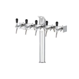 Výčapný stojan na pivo – model T-5, tvar T, 5-kohútový, povrchová úprava chróm