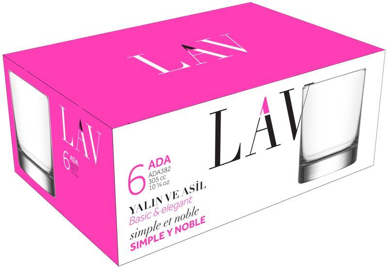 Sklenený pohár – Ada, LAV, na whisky, 320 ml, 79x93 mm, bal. 6 ks – Obrázok 3