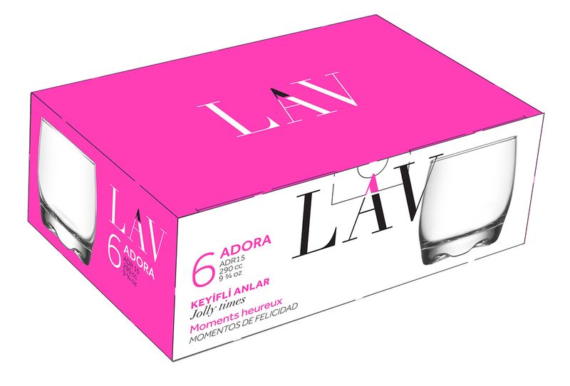Sklenený pohár – Adora, LAV, na whisky, 290 ml, 72x88 mm, bal. 6 ks – Obrázok 2
