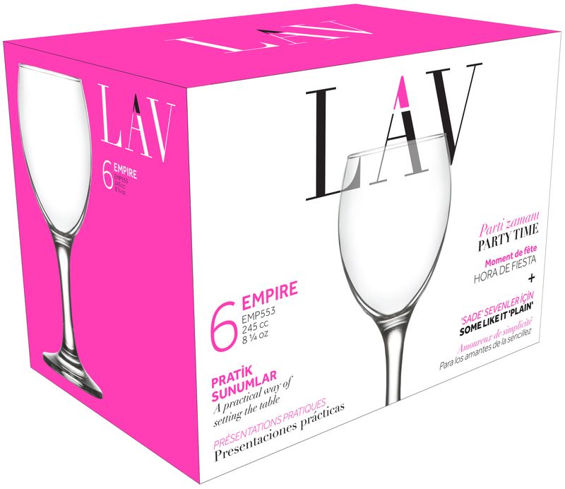 Sklenený pohár – Empire, LAV, na víno, 245 ml, 63x169 mm, bal. 6 ks – Obrázok 2