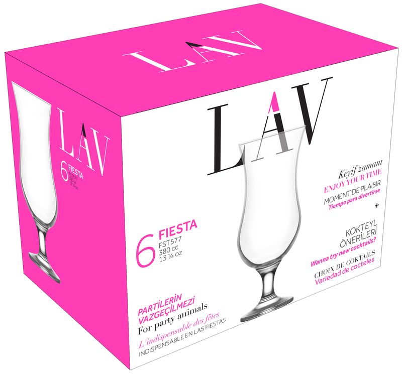 Sklenený pohár – Fiesta, LAV, na koktail, 390 ml, 75x182 mm, bal. 6 ks – Obrázok 2