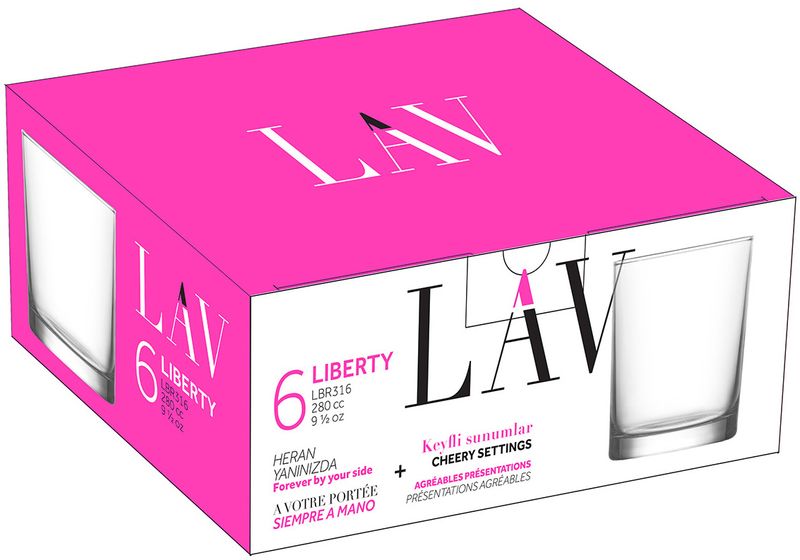 Sklenený pohár – Liberty, LAV, na whisky, 280 ml, 74x88 mm, bal. 6 ks – Obrázok 2
