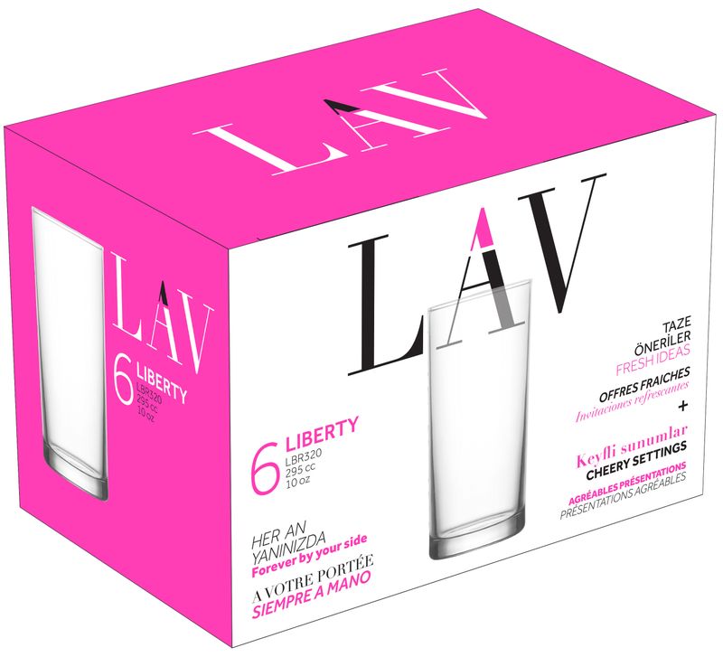 Sklenený pohár – Liberty, LAV, na vodu, 295 ml, 62x133 mm, bal. 6 ks – Obrázok 2