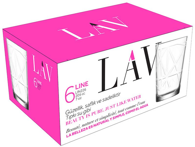 Sklenený pohár – Line, LAV, na vodu, 205 ml, 68x99 mm, bal. 6 ks – Obrázok 4