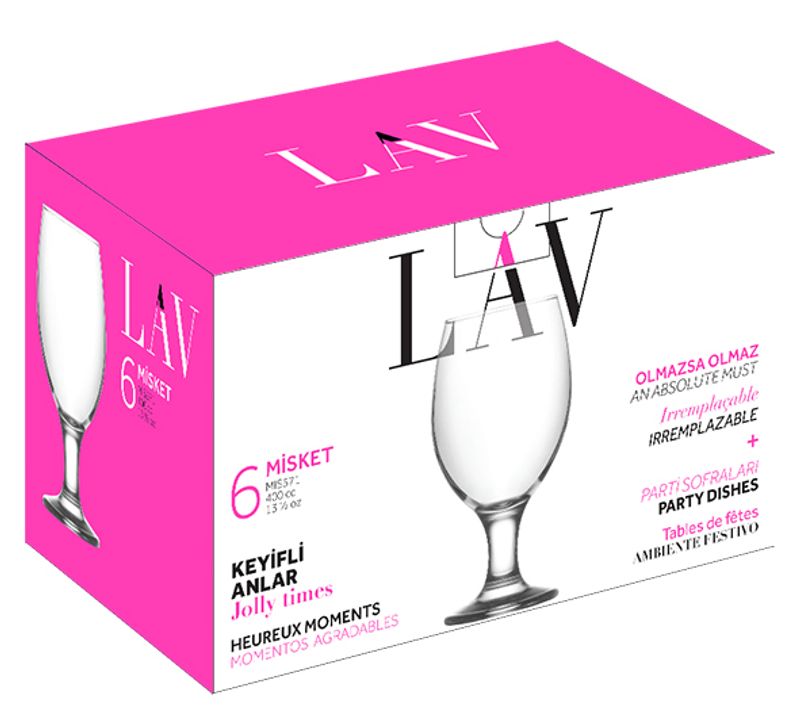 Sklenený pohár – Misket, LAV, na pivo, 400 ml, 69x160 mm, bal. 6 ks – Obrázok 2