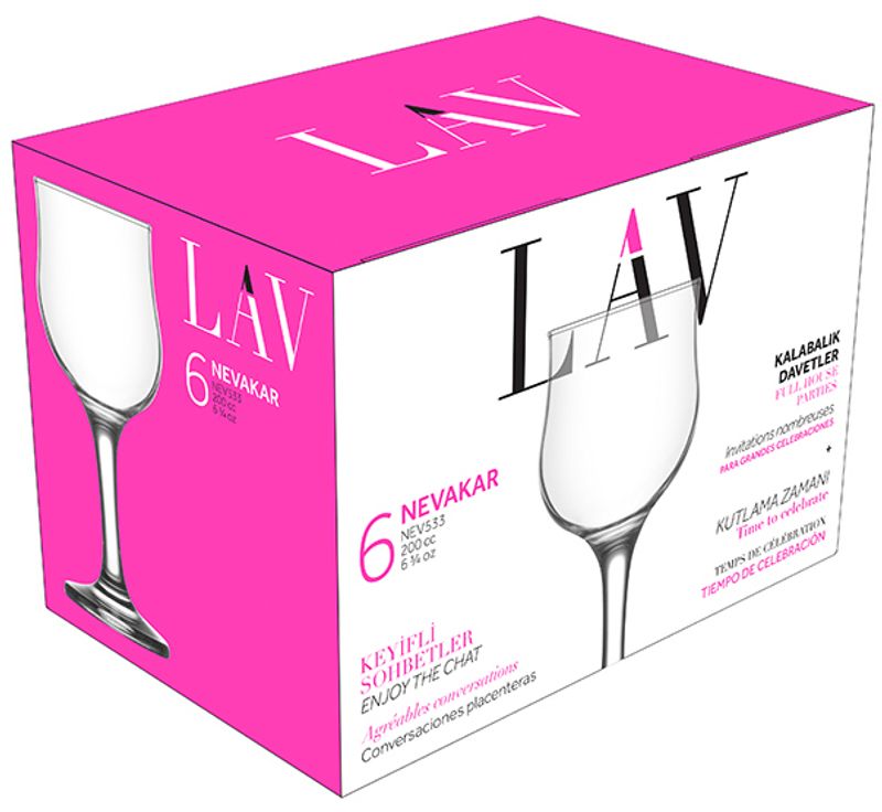 Sklenený pohár – Nevakar, LAV, na víno, 200 ml, 66x155 mm, bal. 6 ks – Obrázok 2