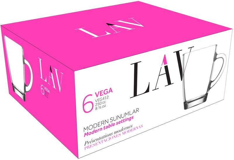 Sklenený hrnček – Vega, LAV, na kávu/čaj, 250 ml, 76x100 mm, sada 6 ks – Obrázok 2