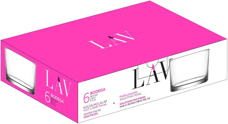 Sklenený pohár – Bodega, LAV, na drink, 240 ml, 82x58 mm, bal. 6 ks – Obrázok 2