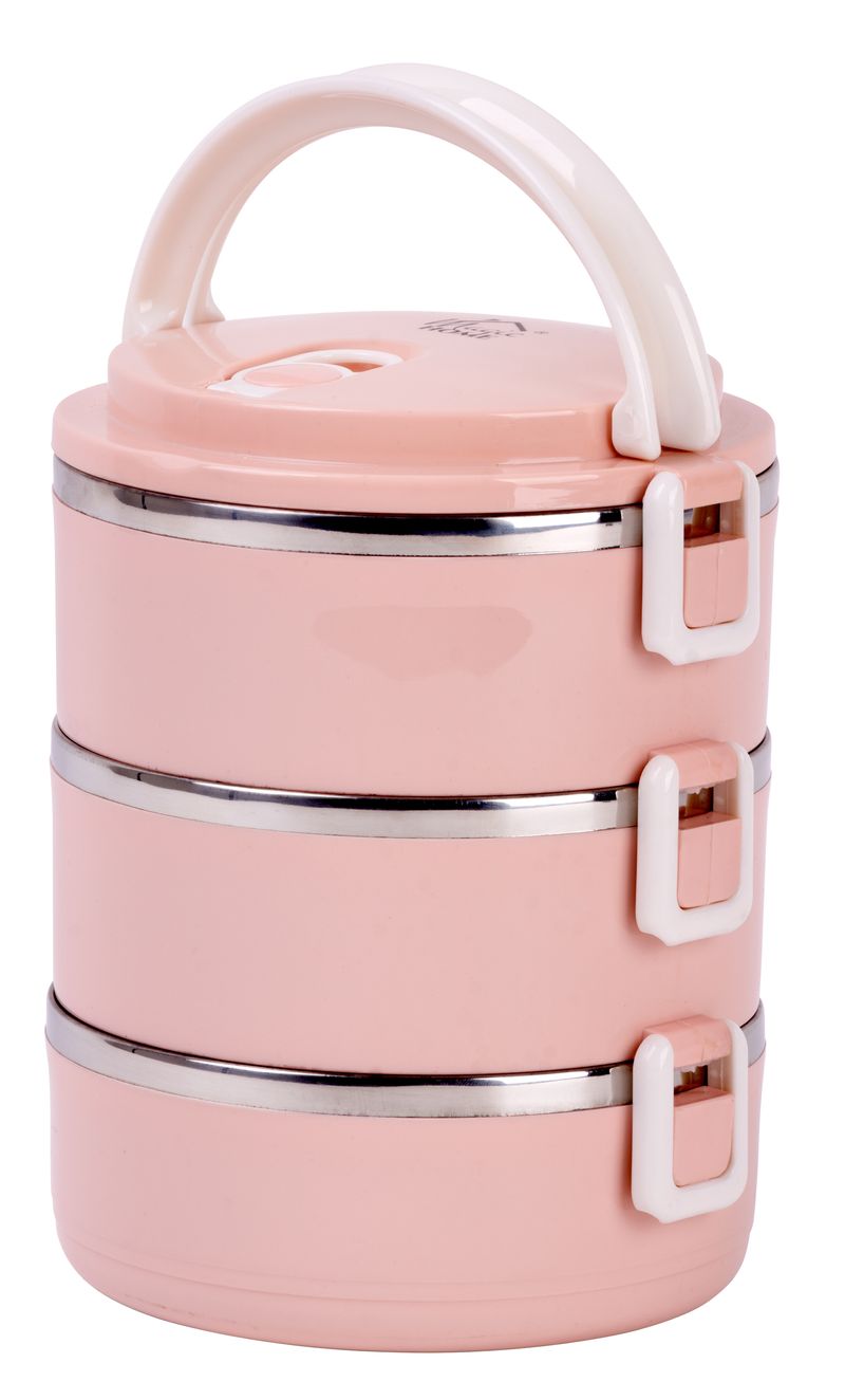 Plastový obedár – MagicHome LB933, 3 dielny, 3x 1500 ml, ružový, 20x15x6,2 cm – Obrázok 4