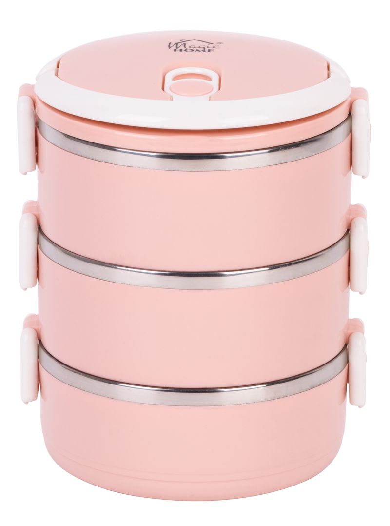 Plastový obedár – MagicHome LB933, 3 dielny, 3x 1500 ml, ružový, 20x15x6,2 cm