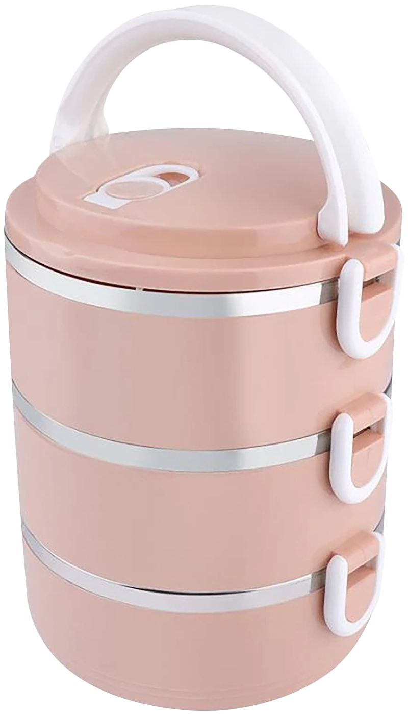 Plastový obedár – MagicHome LB933, 3 dielny, 3x 1500 ml, ružový, 20x15x6,2 cm – Obrázok 3