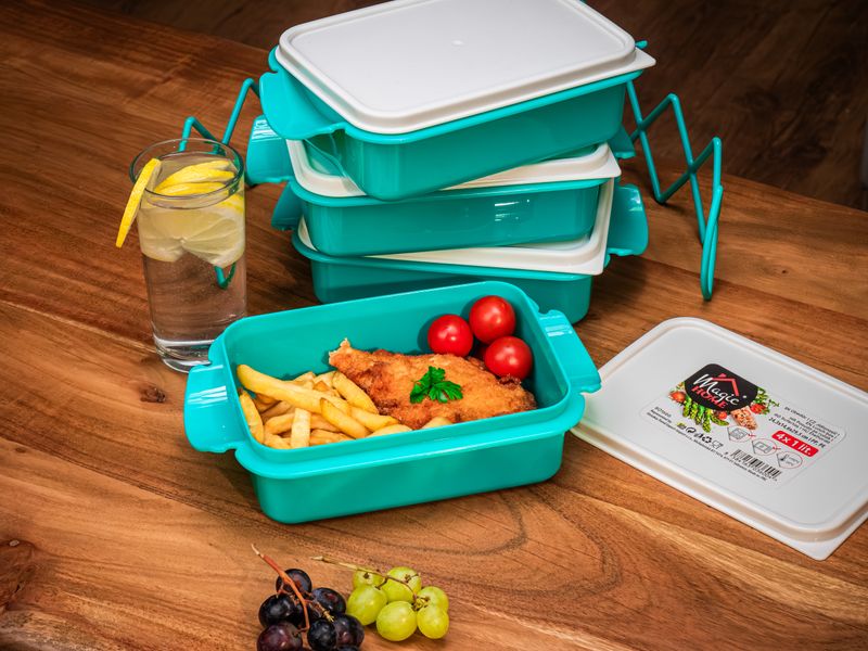 Plastový obedár – MagicHome CS336, 4 dielny, 4x 1000 ml, PP/PE, 24,3x14,6x29,5 cm – Obrázok 2