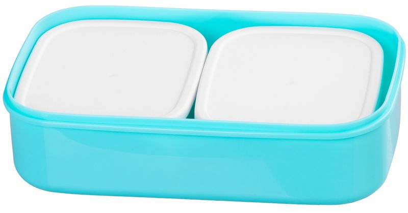 Plastový obedár – MagicHome, hranatý, 2 dielny, s vidličkou/lyžicou, 2x 1000 ml, 20,8x13,5x12,4 cm – Obrázok 5