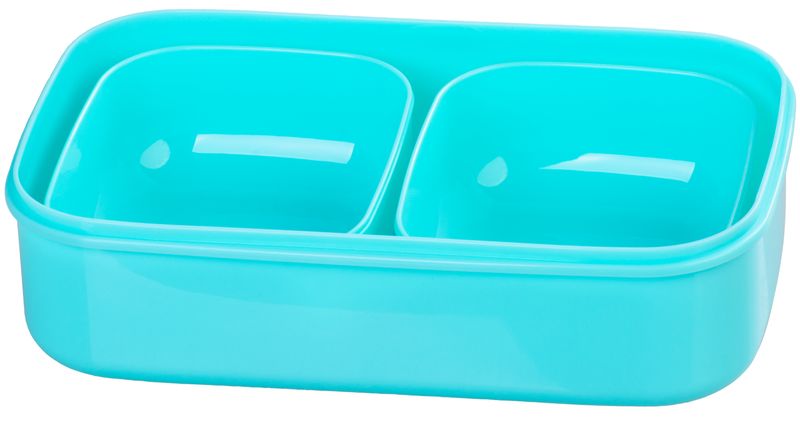 Plastový obedár – MagicHome, hranatý, 2 dielny, s vidličkou/lyžicou, 2x 1000 ml, 20,8x13,5x12,4 cm – Obrázok 4