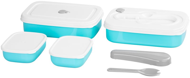 Plastový obedár – MagicHome, hranatý, 2 dielny, s vidličkou/lyžicou, 2x 1000 ml, 20,8x13,5x12,4 cm – Obrázok 3