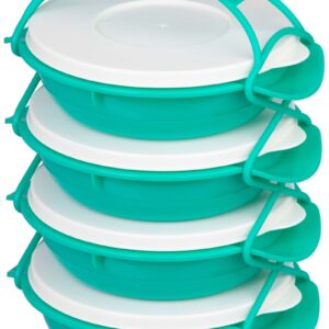 Plastový obedár – MagicHome, okrúhly, 4 dielny, farebný, 4x 1000 ml, 22,4x20,5x29,5 cm