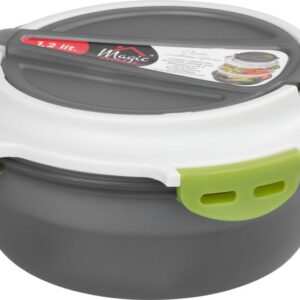 Plastový obedár – MagicHome, okrúhly, s vidličkou/lyžicou, 1200 ml, 21,1x9,7 cm