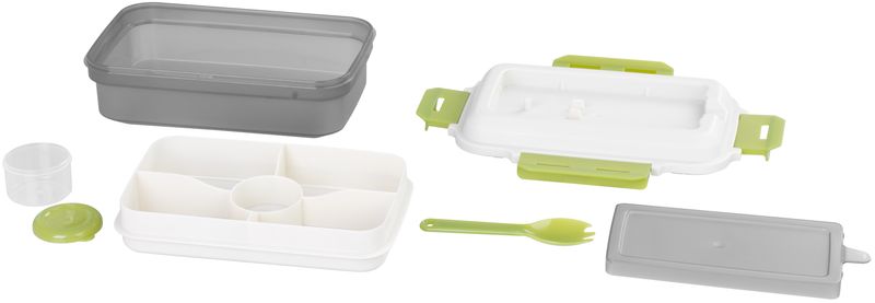 Plastový obedár – MagicHome, hranatý, s vidličkou/lyžicou, 1200 ml, 23x15x8,8 cm – Obrázok 2