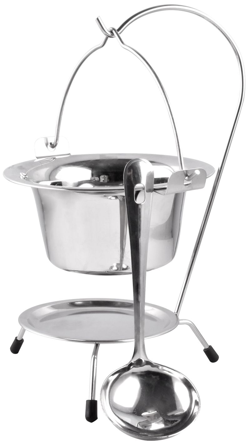 Servírovacia sada – MagicHome, 800 ml, nerez, mini kotlík so stojanom a naberačkou